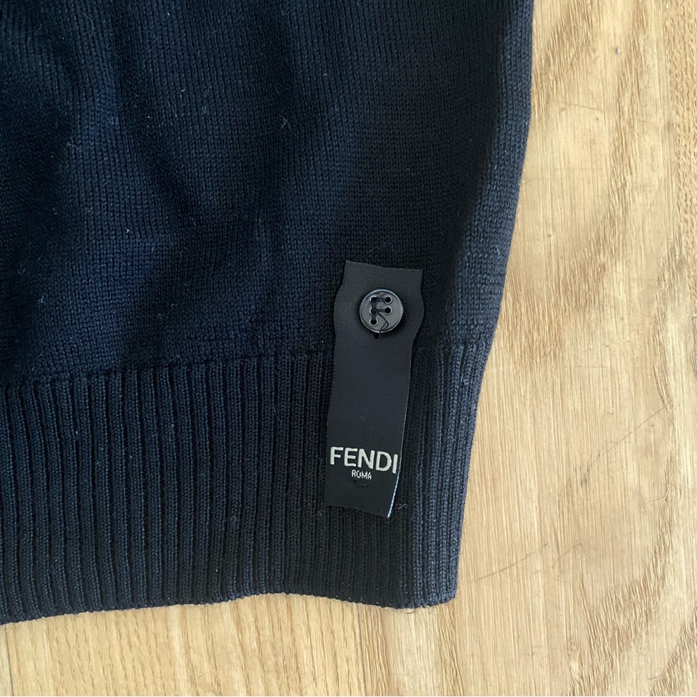 Fendi Zucca Print Merino Wool Turtleneck Sweater Black Neon Italy Fashion Logo - Picture 2 of 12